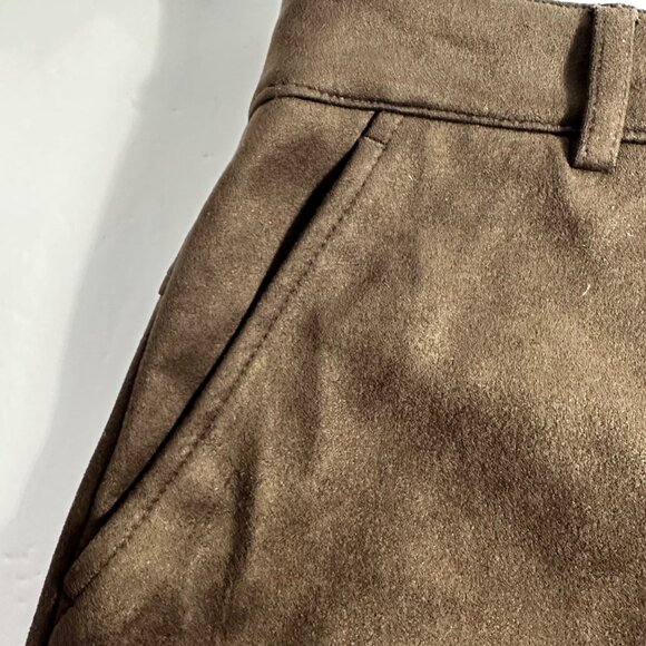 APT 9 Brown Faux Suede Mini Skirt Front Zipper Slash Pockets SZ S Preppy Academi - Picture 13 of 14